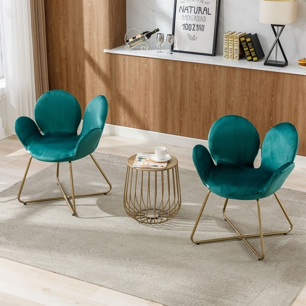 Modern Velvet Accent Chair with Metal Legs (Set of 2)