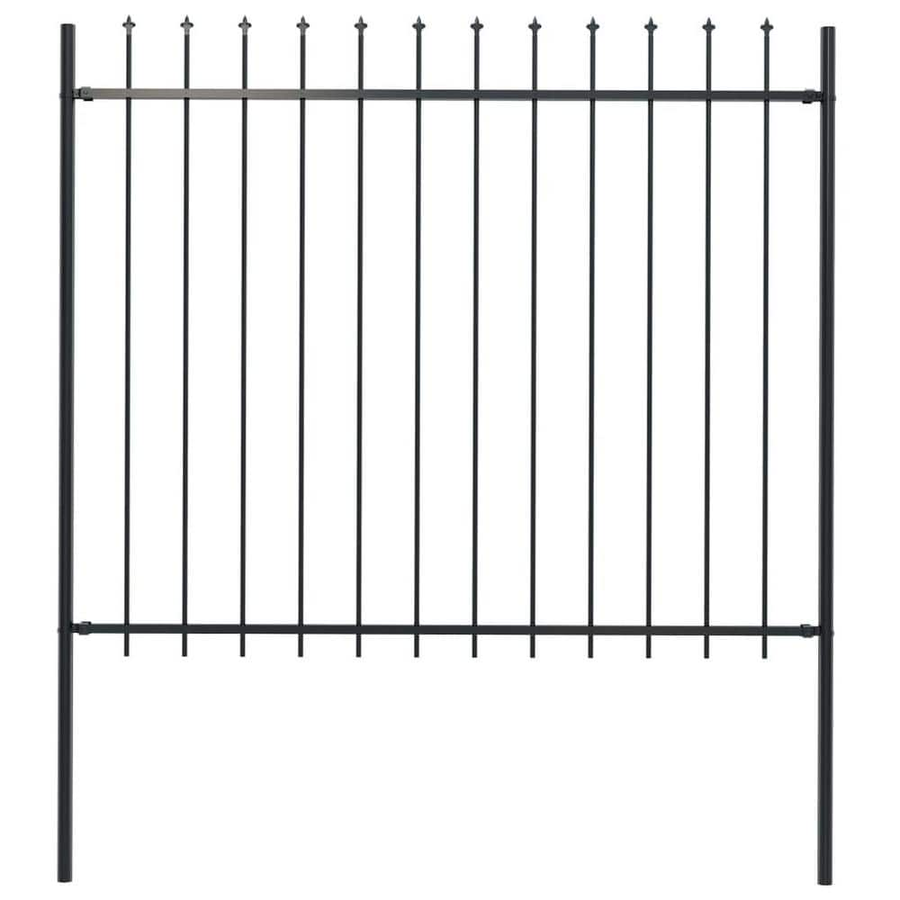 Movisa 59.1 in. steel Garden Fence with Spear Top Black Y-MVDOELTWW