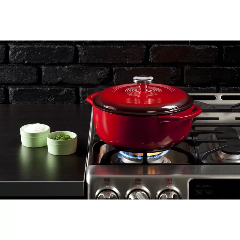 Lodge EC4D43 Enameled Cast Iron Dutch Oven， 4.6-Quart， Island Spice Red