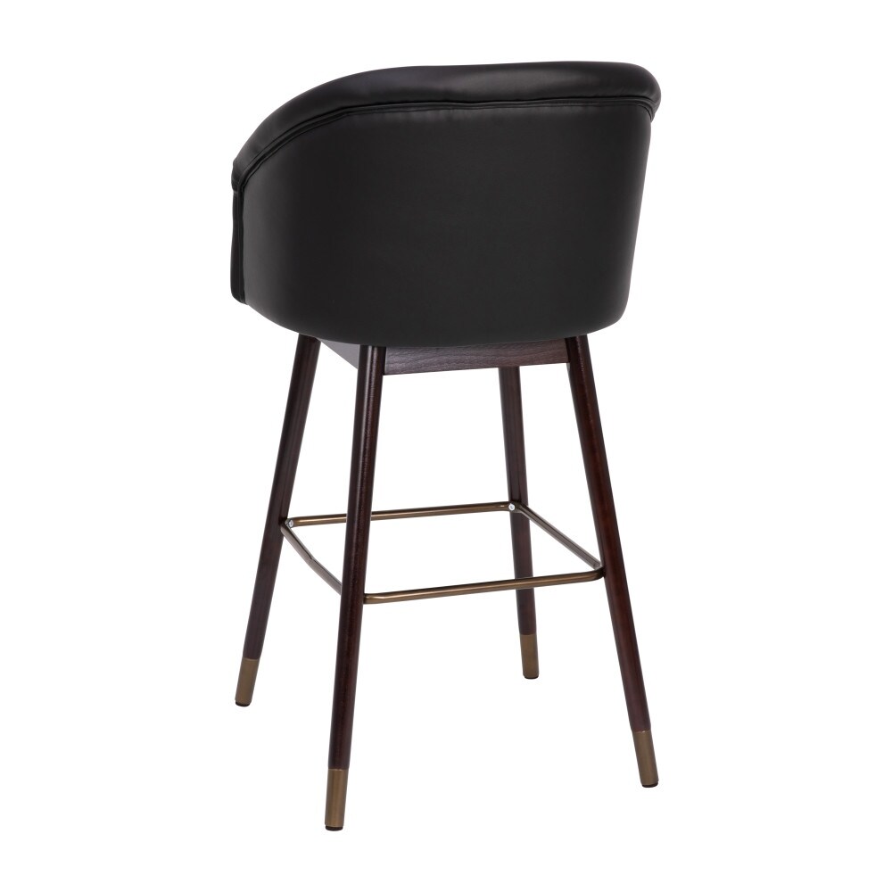 Upholstered Bar Stool with Wooden Legs