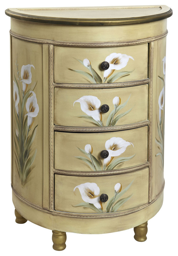 Antique Style Accessory Table With Calla Lily Floral Art   Traditional   Side Tables And End Tables   by Bathroom Marketplace  Houzz