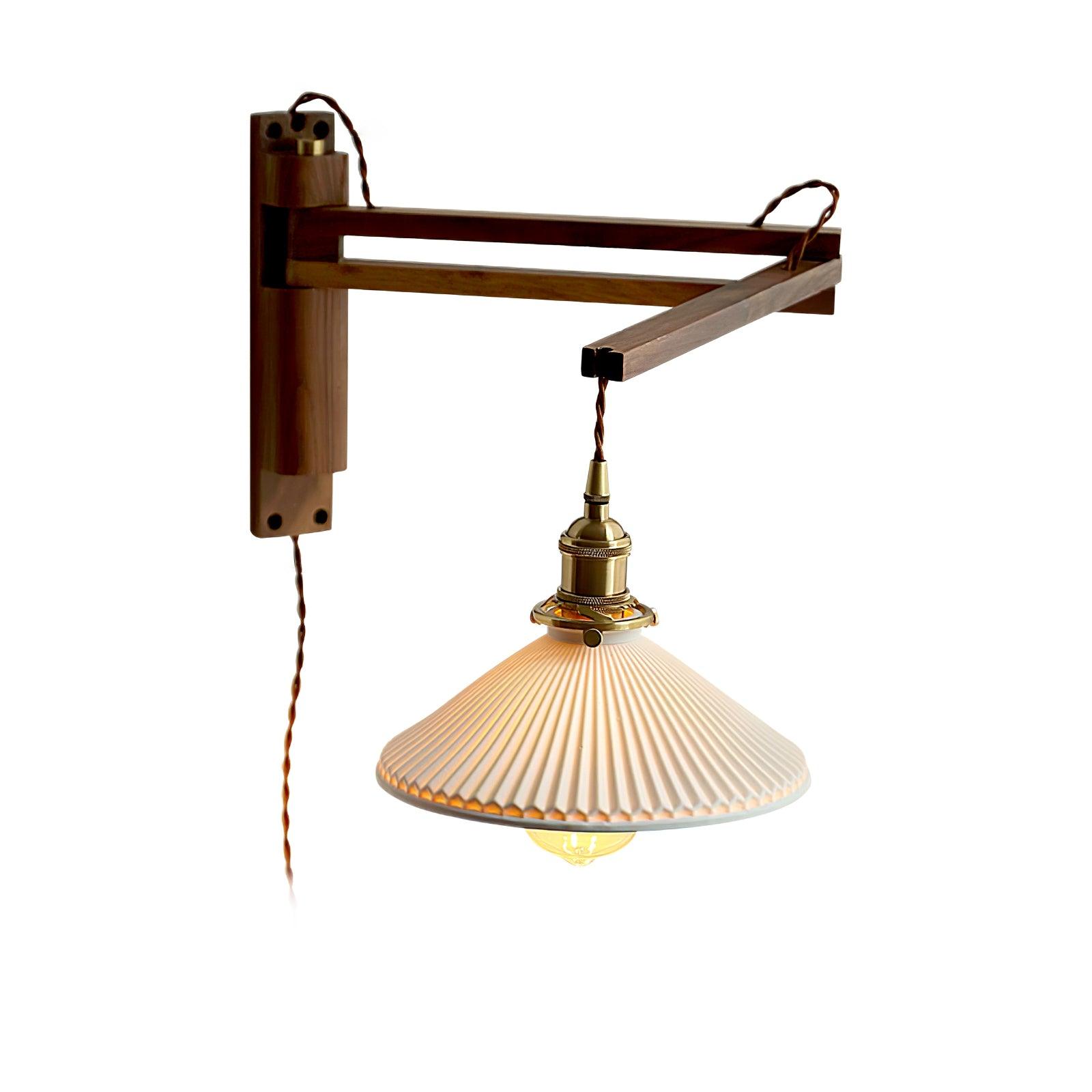 Walnut Swing Arm Wall Lamp