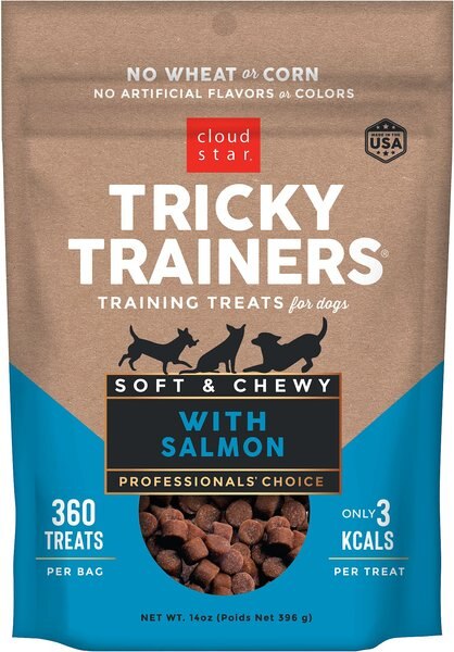 Cloud Star Chewy Tricky Trainers Salmon Flavor Dog Treats