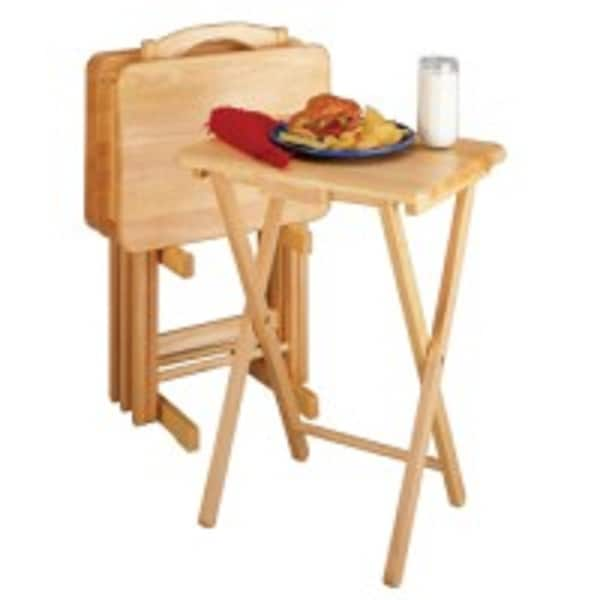 Set of 5 Beige Folding Snack Table �C 25.75”