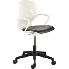 Safco Shell Desk Chair - Black Vinyl Plastic Seat - White Plastic Back - Steel Frame - 5-star Base - 1 Each - SAF7013WH