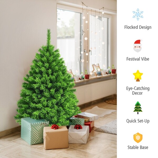 Gymax 4.5/6.5/7.5 FT Verdant Artificial Christmas Tree Hinged Green