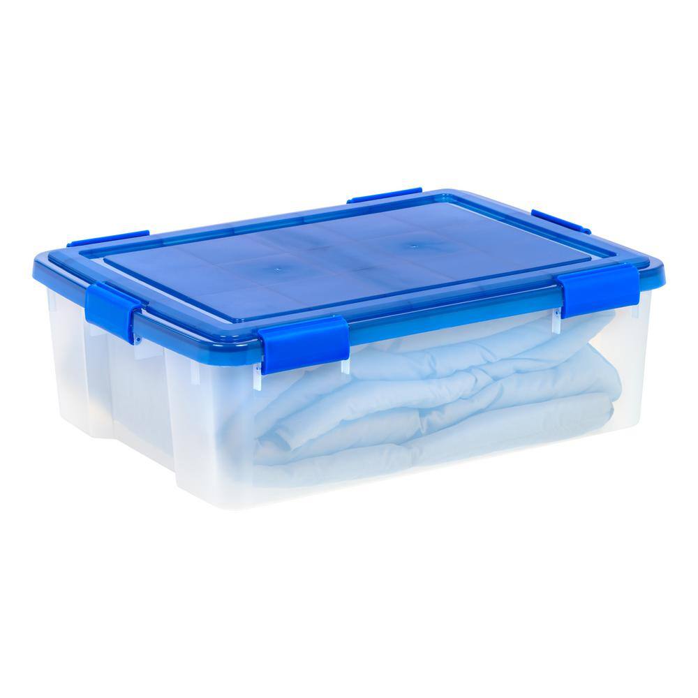 IRIS 41 Qt. WeatherPro Clear Plastic Storage Box Lid Blue 500202