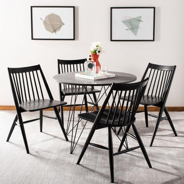 Ziglor 19 quotSpindle Dining Chair  Set of 2  Black   Midcentury   Dining Chairs   by Rustic Home Furniture Deco  Houzz