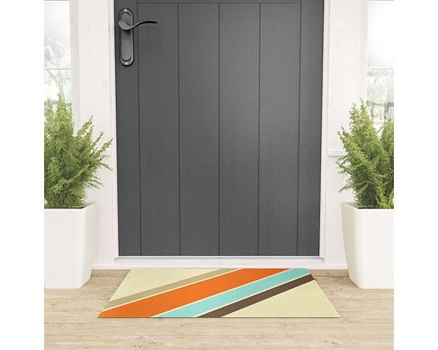 Alisa Galitsyna Retro Stripes Looped Vinyl Welcome Mat Society6