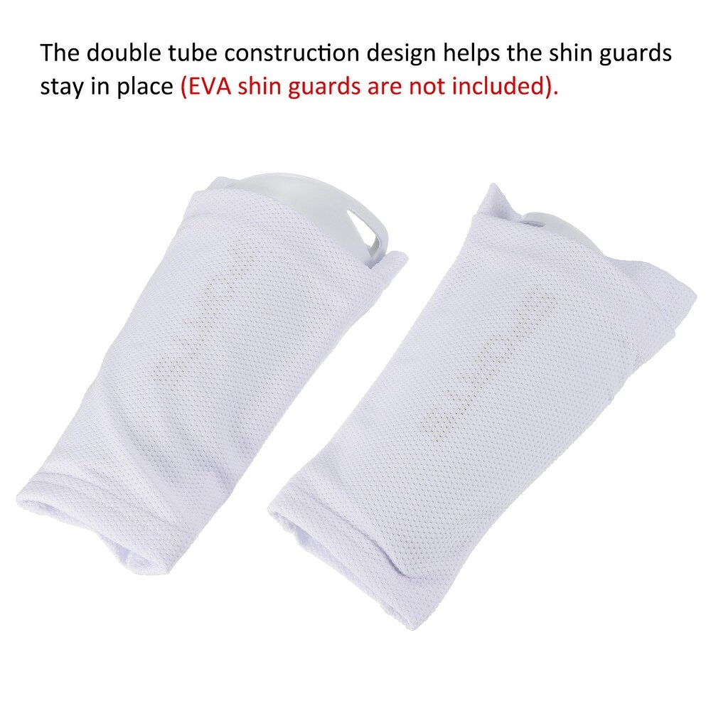 Size L Soccer Shin Guard Socks  2 Pack Breathable Sleeves for Running  White