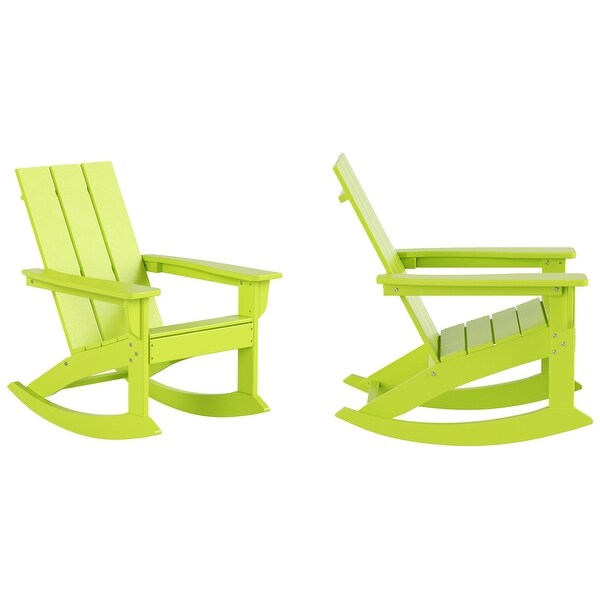 Polytrends Shoreside Modern EcoFriendly All Weather Poly Adirondack Rocking Chairs (Set of 2)