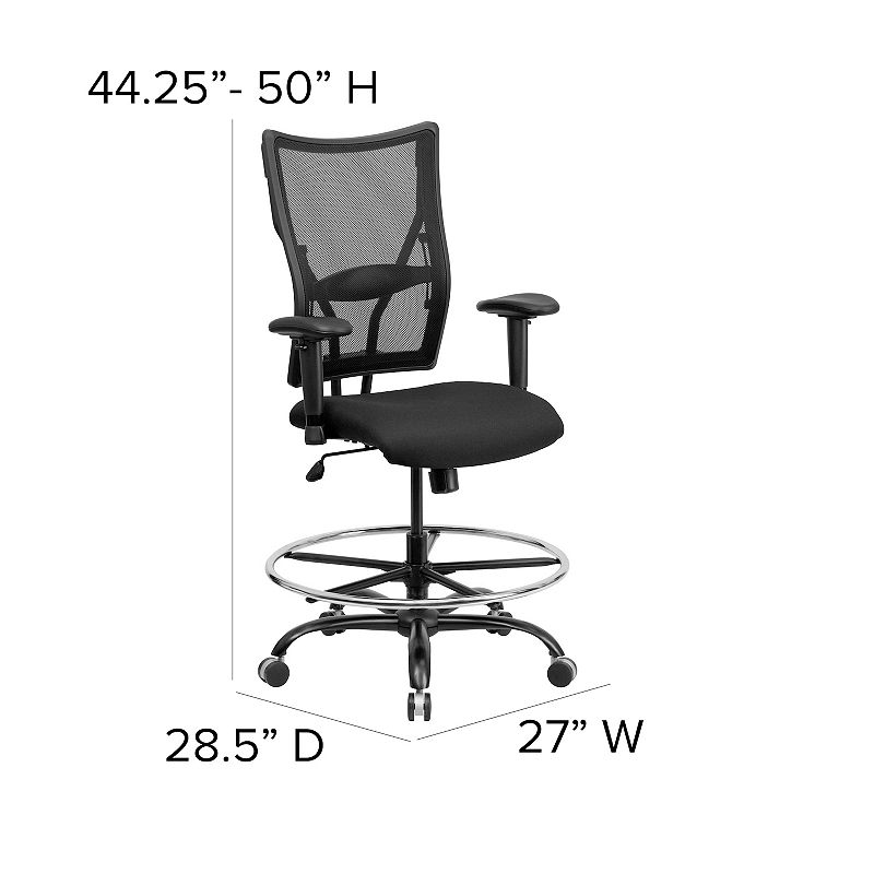 Flash Furniture Big and Tall Black Ergonomic Drafting Desk Chair