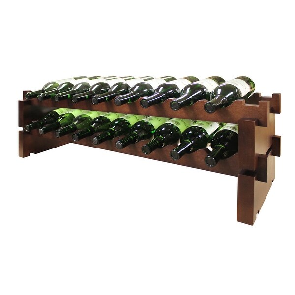 18 Bottle， 2 x 9 Bottle Modular Wine Rack， Stained