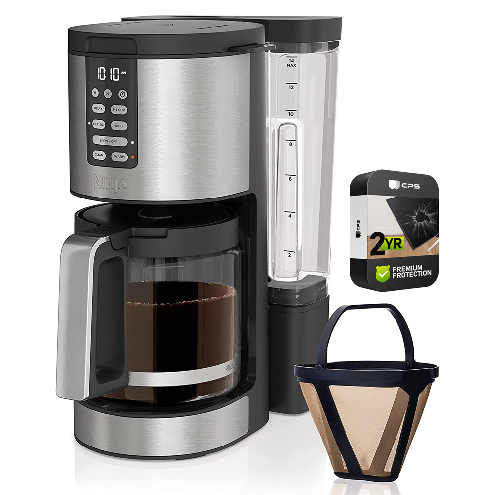 Ninja DCM201 14 Cup Programmable Coffee Maker XL Pro with Permanent Filter (Renewed) Bundle with 2 YR CPS Enhanced Protection Pack