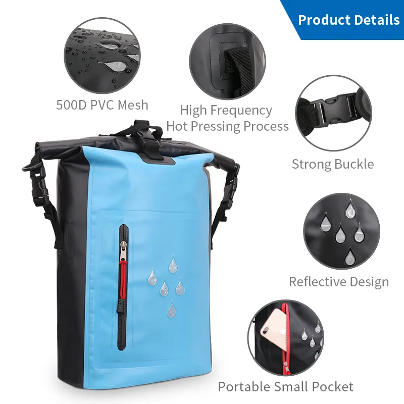 Wholesale Pvc Hiking Travel Custom Logo Backpack Camping Tarpaulin Pack Outdoor Roll Top Dry Bag Foldable Waterproof Backpack