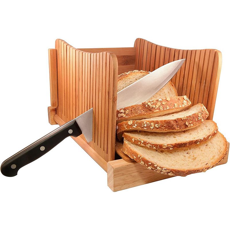 Dbtech Wood Bread Slicer for Homemade Bread， Compact and Foldable Bread Cutter