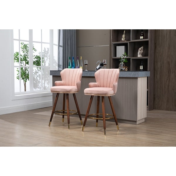 Swivel Bar Stools with Backrest Footrest with a Fixed Height of 360 Degrees for Dining Room， Kitchen， Living Room