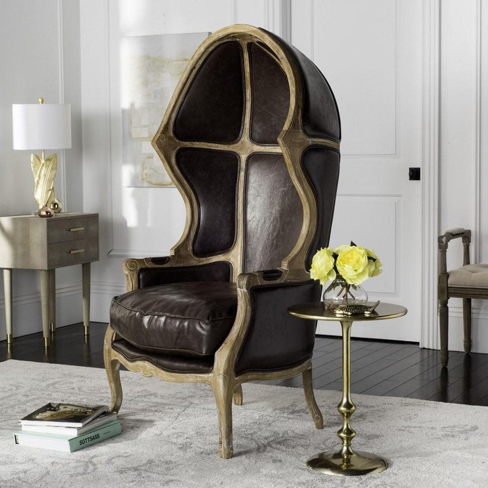 Casimir Brown Leather Chair   French Country   Armchairs And Accent Chairs   by Love Sofa  Houzz