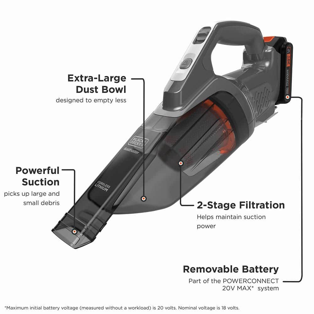 BLACK+DECKER dustbuster POWERCONNECT Cordless 20-Volt Max Handheld Vacuum BCHV001C1