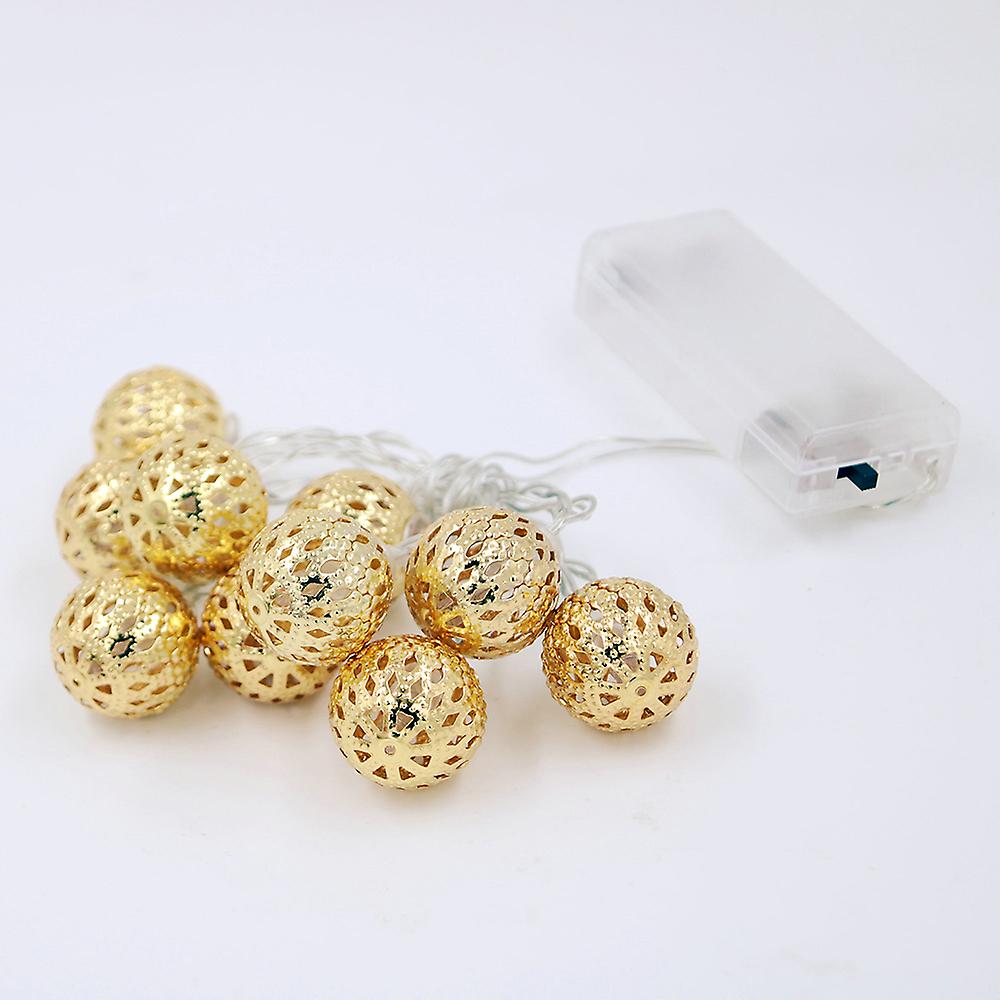 Decorative String Lights 10 Led Metal Ball Light For Christmas Holiday Party Home Garden Decoration Yellow