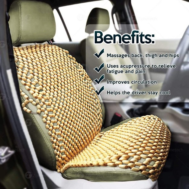 Zone Tech Royal Natural Wood Beaded Seat Cover 2 pack