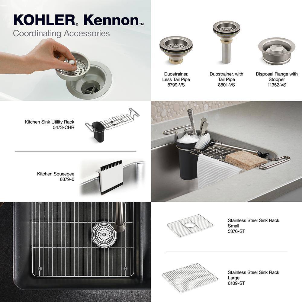 KOHLER RH8437-1-CM1 Kennon 33 in. 1- Hole Undermount Single Bowl Granite Composite Kitchen Sink in Matte Black