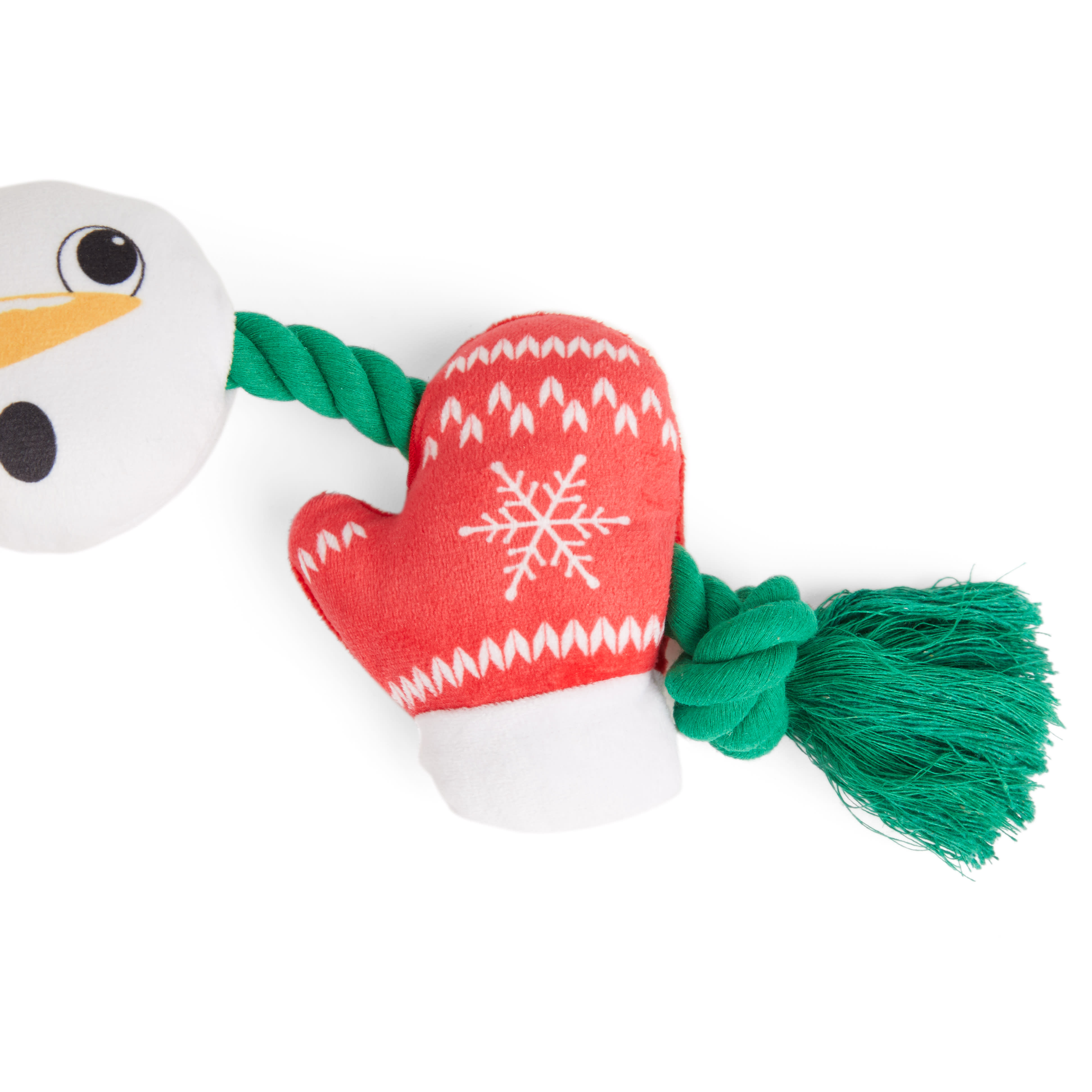 MORE AND MERRIER Plush Rope Snowman Dog Toy， Large