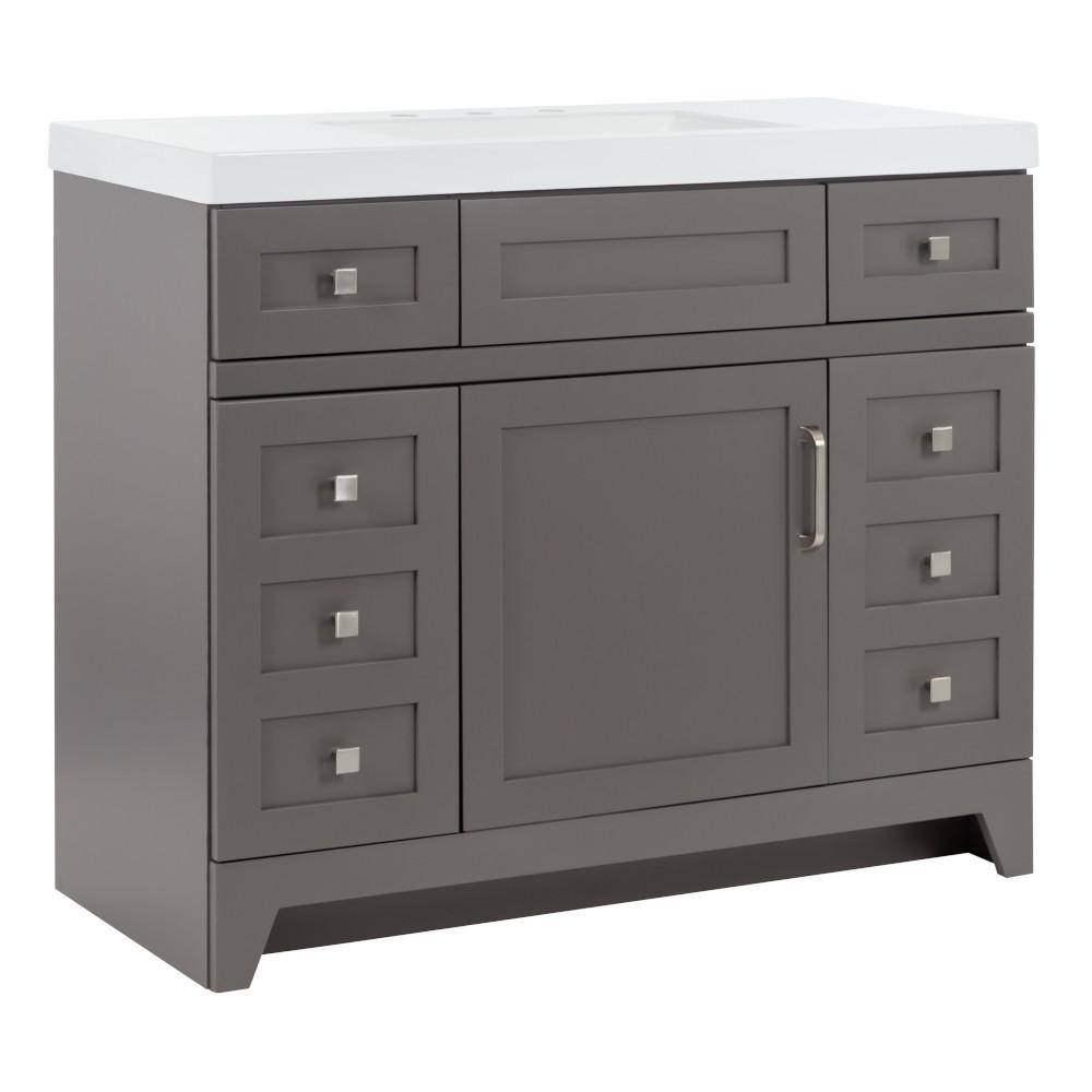 Home Decorators Collection Rosedale 42 in. W x 18.75 in. D Bath Vanity in Taupe Gray with Cultured Marble Vanity Top in White with White Sink RD42P2-TG