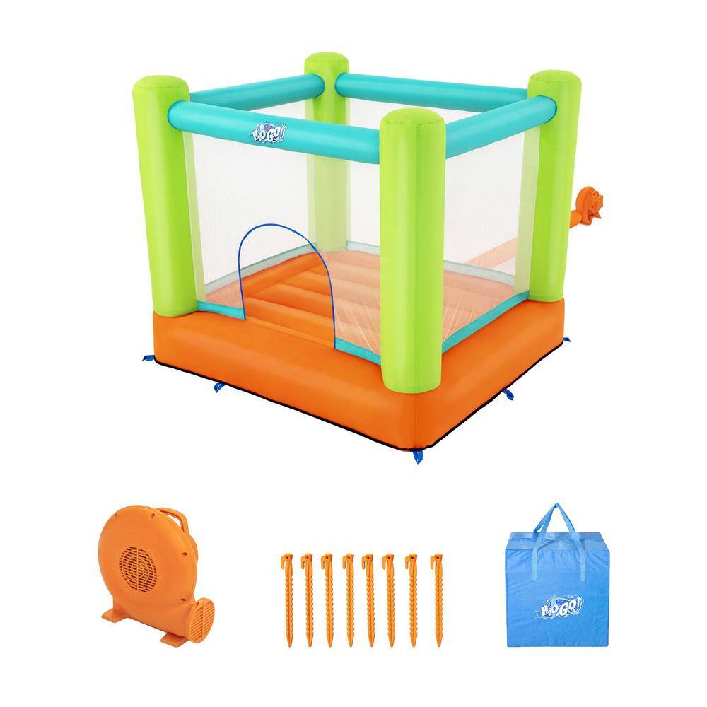 Bestway Jump And Soar Multicolor PVC Outdoor Indoor Inflatable Bounce House with Air Pump  Bag 53395E-BW