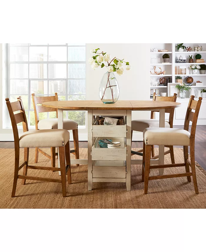 Trisha Yearwood Home Coming Home Round Counter Height Drop Leaf Table