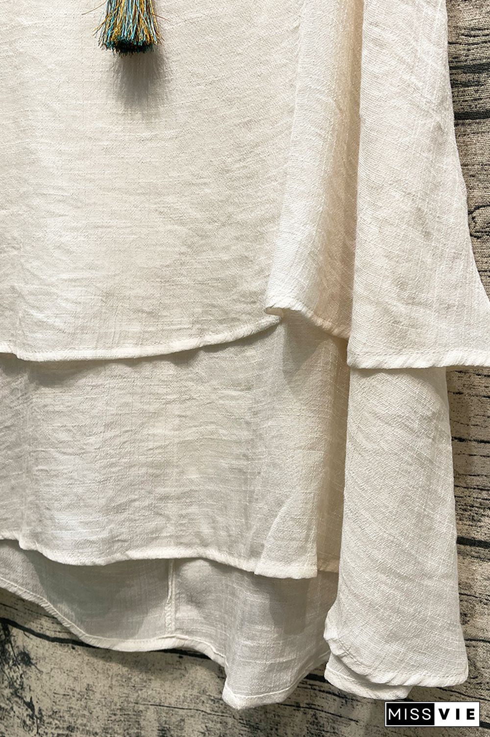 Plain Tiered Linen Sleeveless Ruffle Tank Top