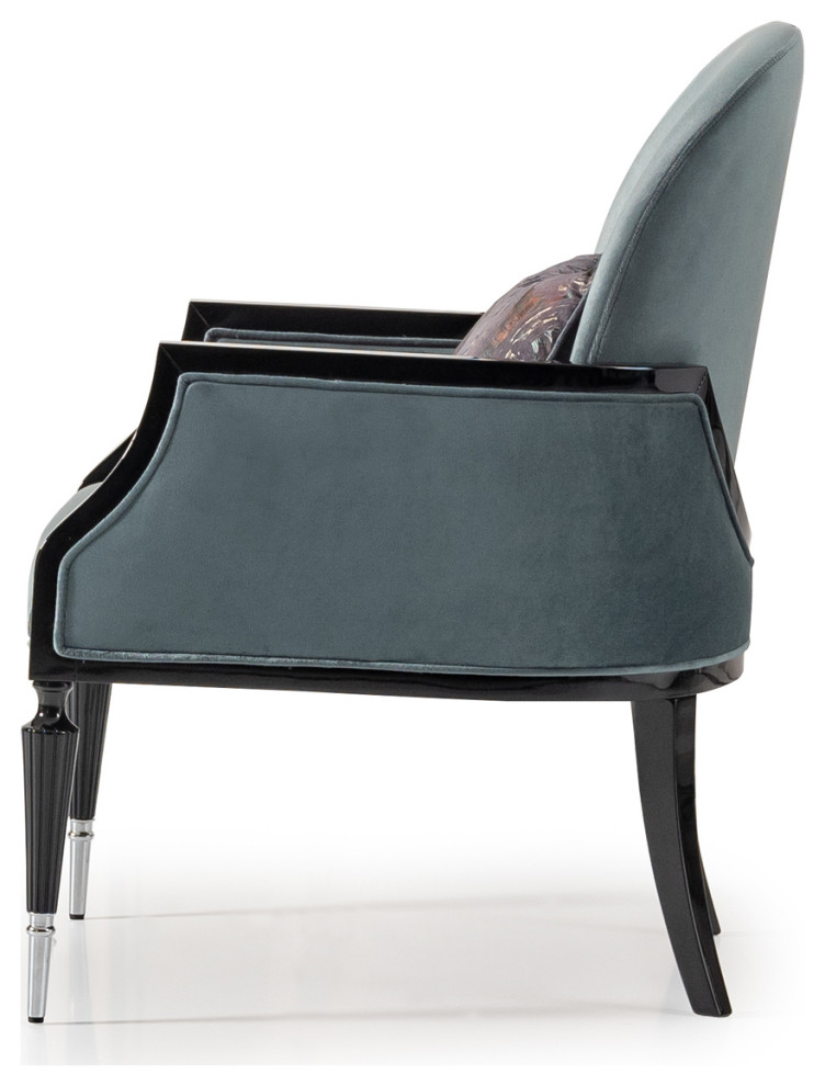 La Francaise Velvet Accent Chair Azure/Black   Traditional   Armchairs And Accent Chairs   by Michael Amini  Houzz