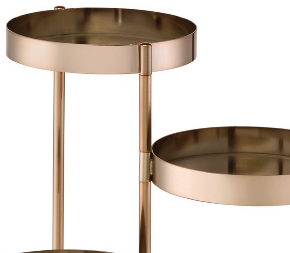 Plant Stand With 3 Tier Design And Folding Metal Frame  Gold   Contemporary   Plant Stands And Telephone Tables   by VirVentures  Houzz