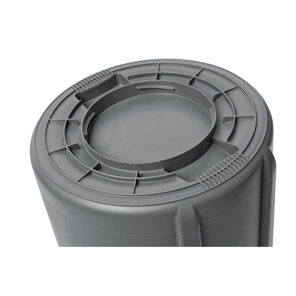 Rubbermaid Commercial Products Brute 55 Gal. Gray Plastic Round Trash Can RCP265500GY