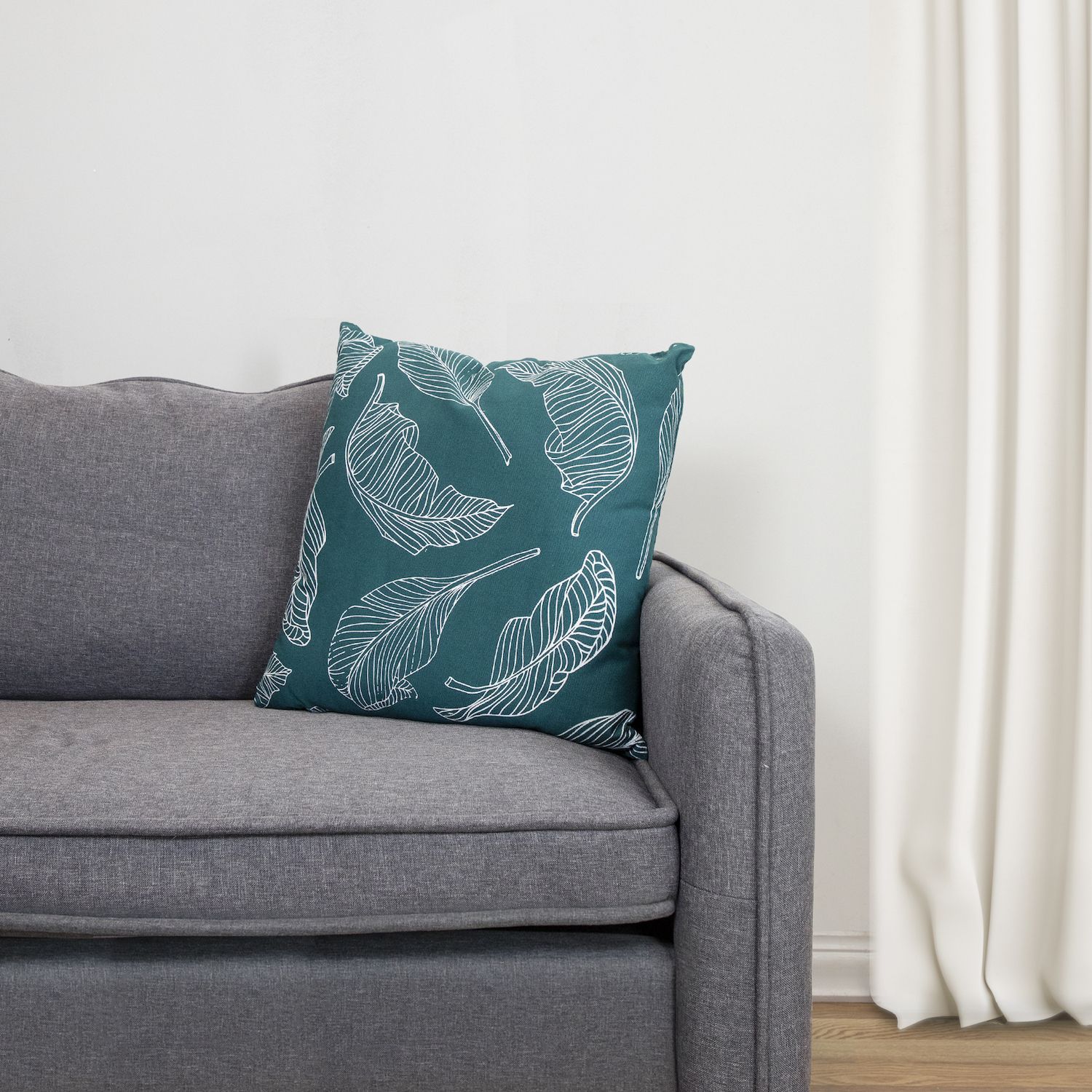 18 Teal Green Tropical Leaf Square Throw Pillow