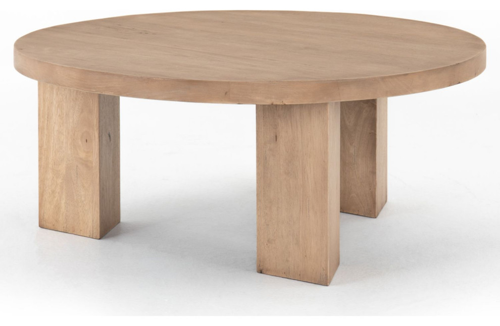 Mesa Light Brushed Round Coffee Table   Transitional   Coffee Tables   by Zin Home  Houzz