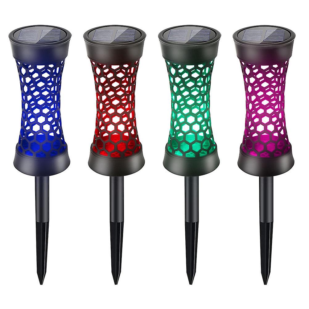 4pcs Solar Garden Stake Light Hollow Lawn Lamp Colorful Light Outdoor Lamp