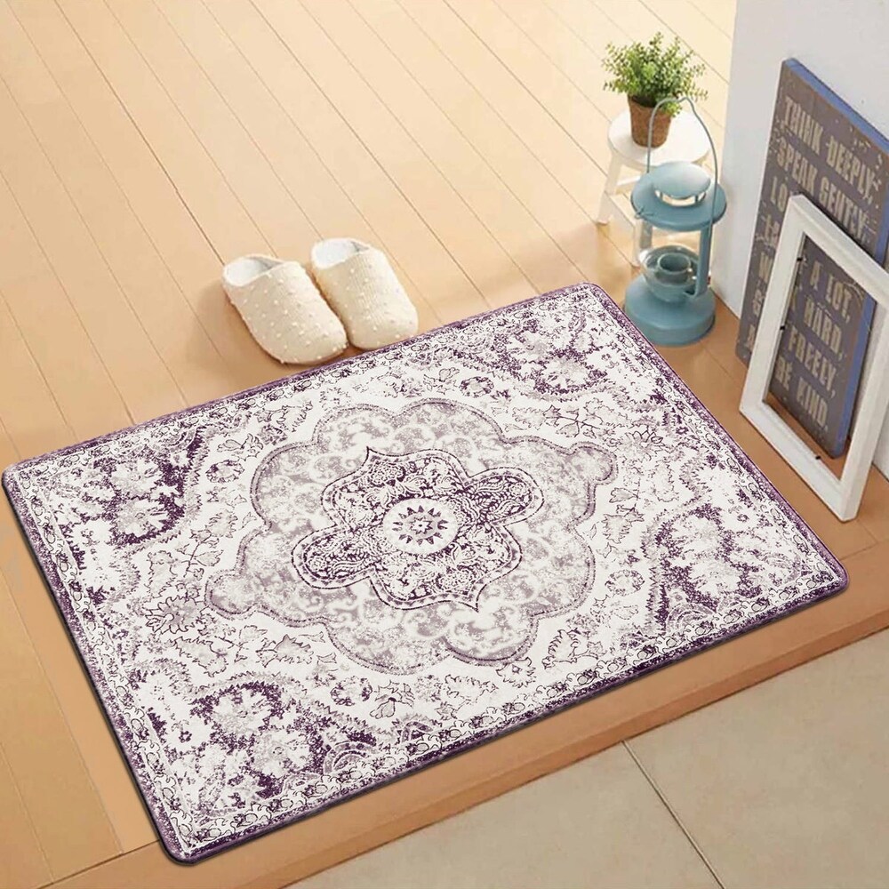 World Rug Gallery Distressed Bohemian Vintage Anti fatigue Standing Mat