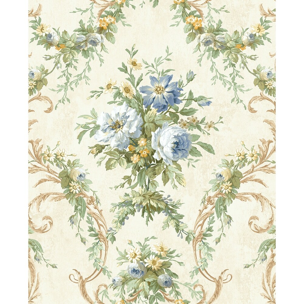 Seabrook Designs Alice Floral Damask Unpasted Wallpaper