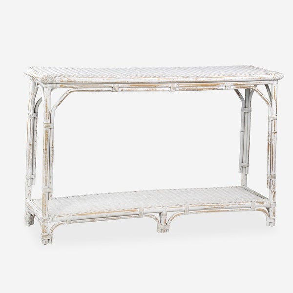 White Washed Rattan Console Table - 47