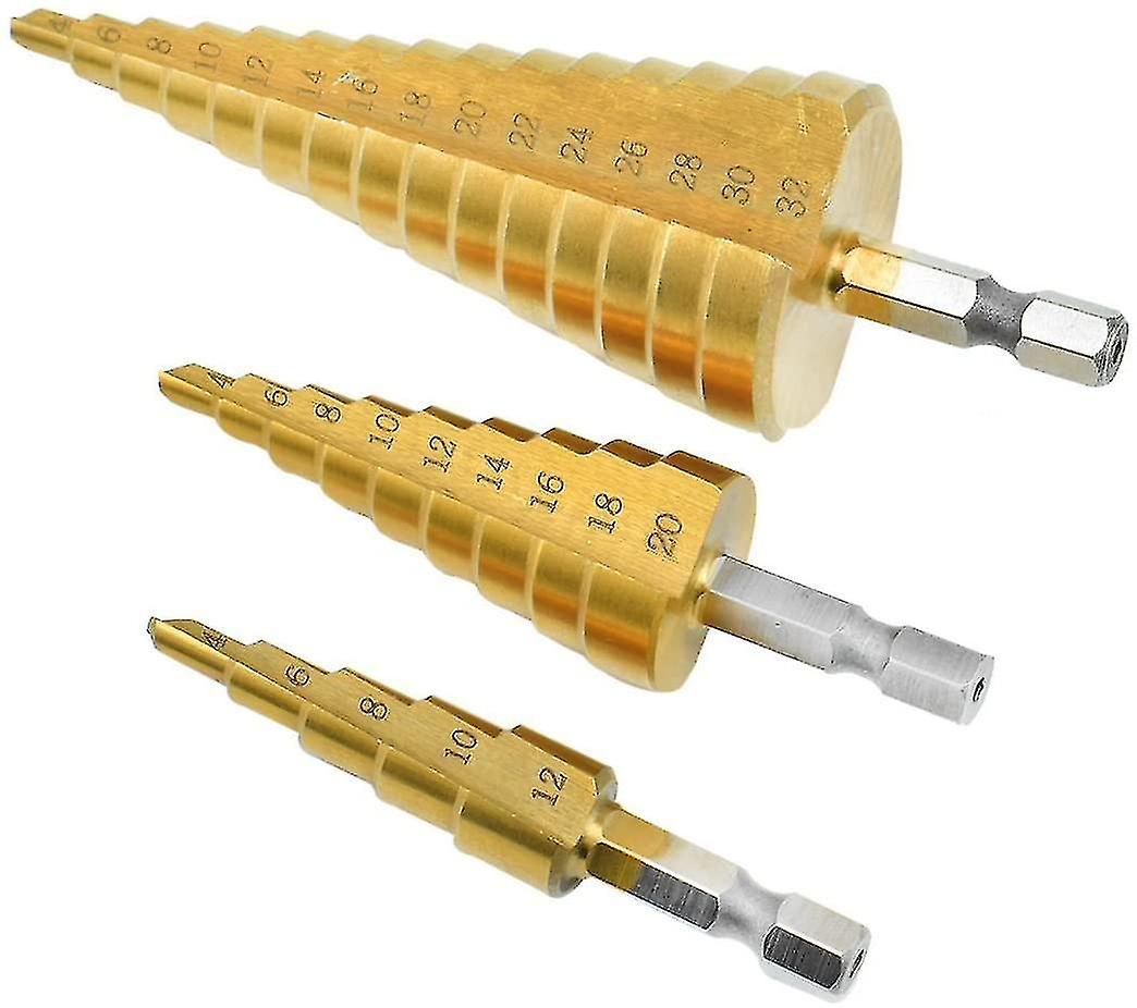 3pcs Hss Pagoda Drill Stepped Countersink Drill / 6 3 Parts Cone Drill Bit Hex Shank Titanium 412 / 420 / 432 Mm