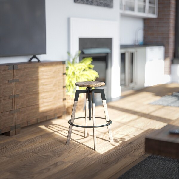 Monar Wood Grain and Black Barstool - 20