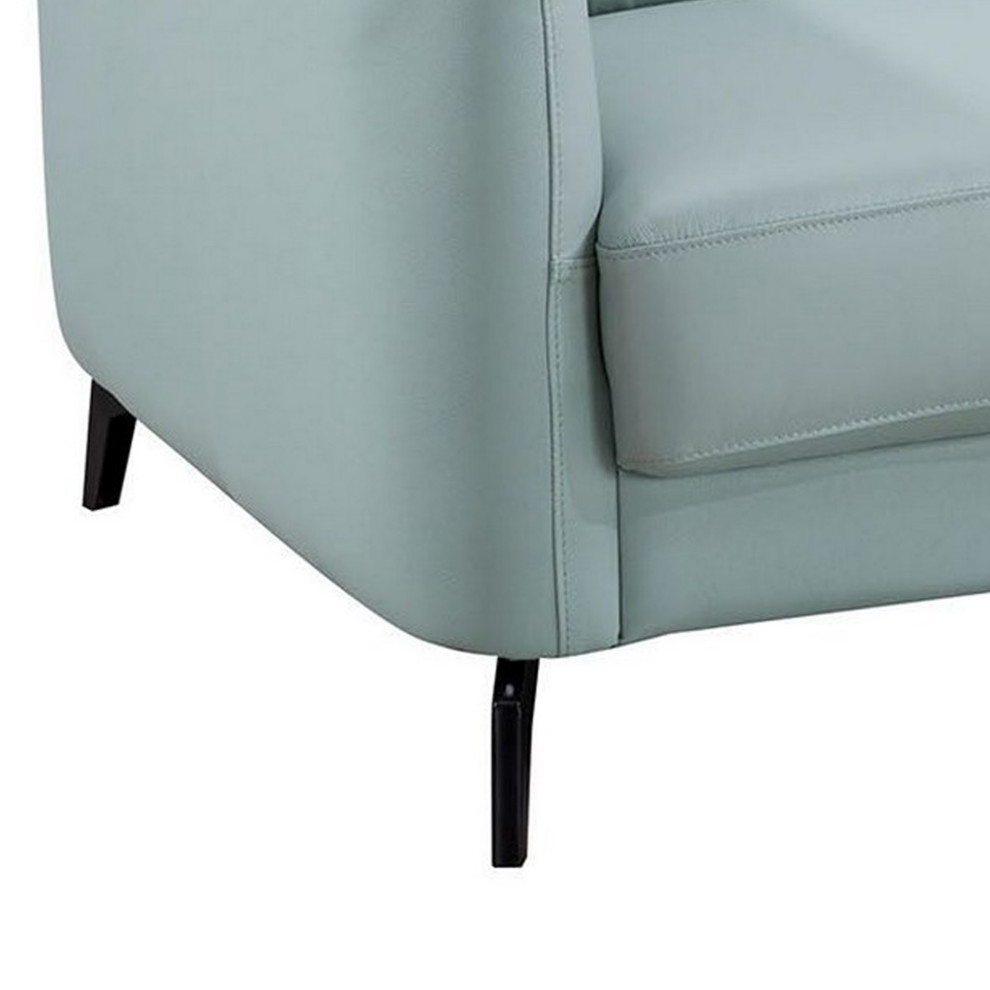 Contemporary Leather Upholstered Chair With Metal Legs  Light Blue   Contemporary   Armchairs And Accent Chairs   by VirVentures  Houzz