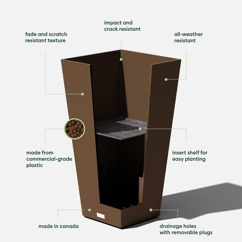 Veradek Midland 30 in. Espresso Plastic Tall Square Planter MV32E