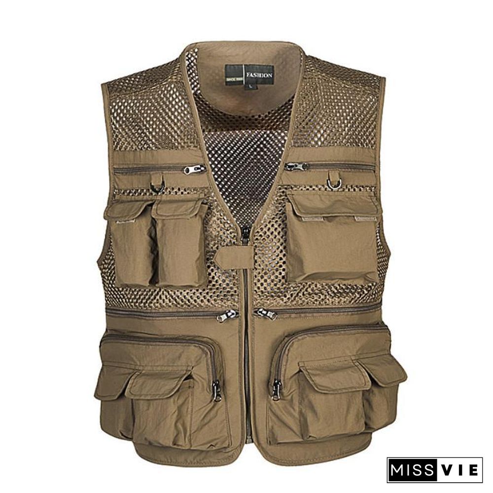 Tactical Vest Coat Fashion Men's Summer Photographer Waistcoat Mesh Work Sleeveless Jacket Tool Many Pocket Vest