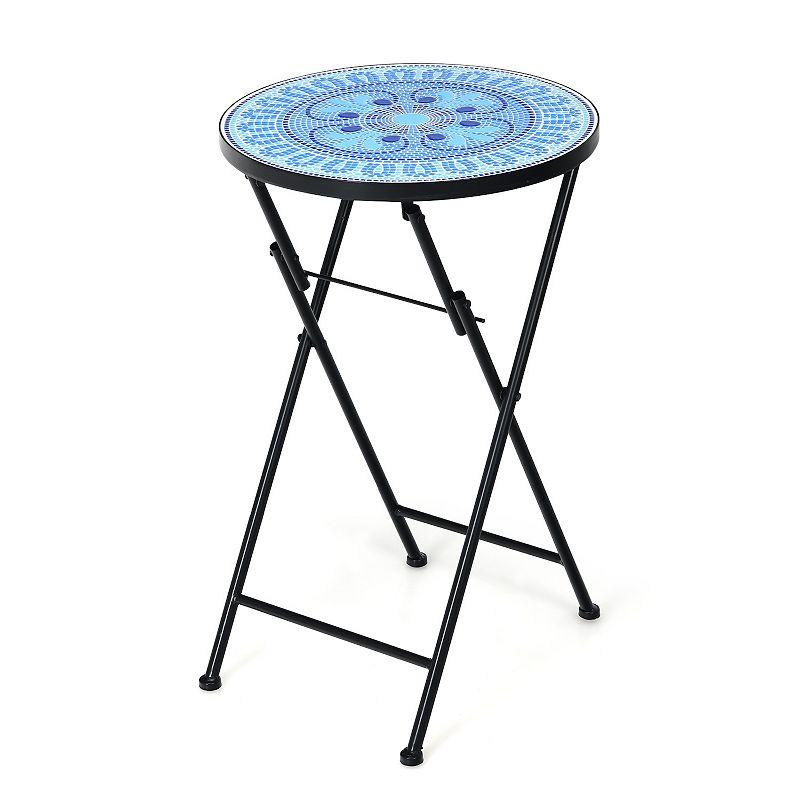 Round End Table with Ceramic Tile Top