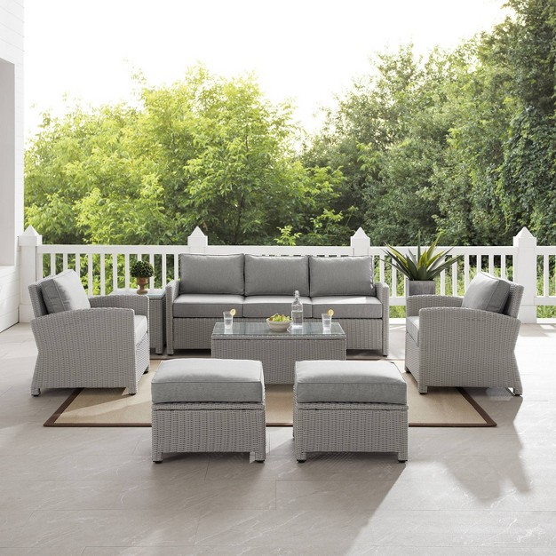 Crosley 7pc Bradenton Wicker Outdoor Patio Seating Set