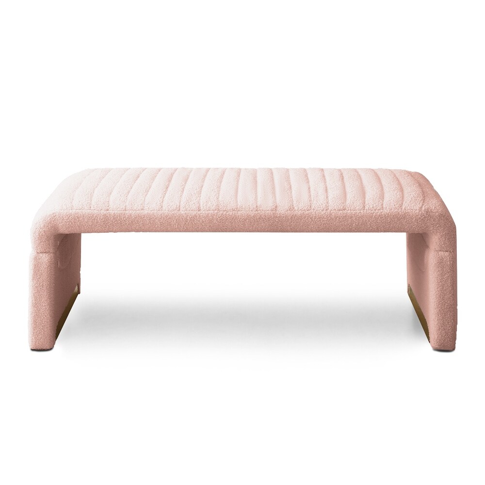 U Shape Arch Bench for Bedroom End of Bed  Upholstered Sherpa Fabric Ottoman Shoe Bench Footrest Stool Accent Bench