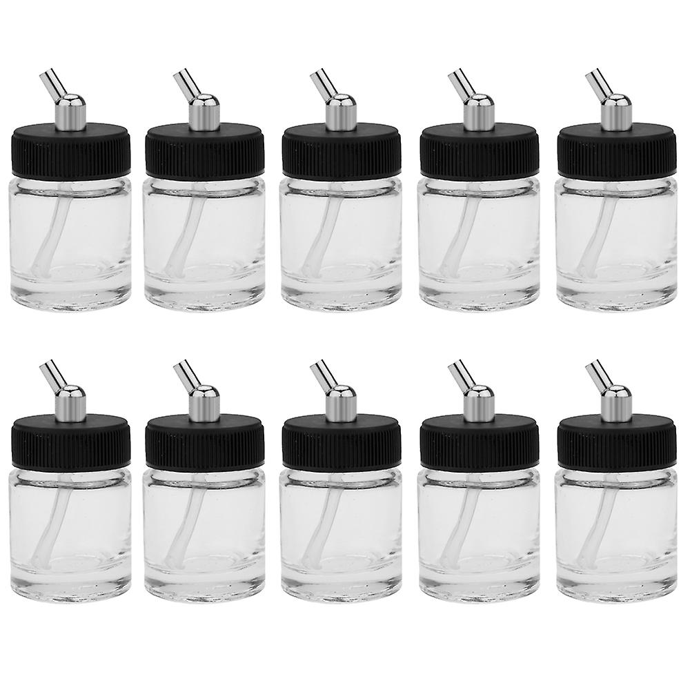 10pcs Airbrush Glass Bottles Air Brush Bottle (jars) With 30 Angle Adapter Lid Assembly Using On Airbrushes No.301485