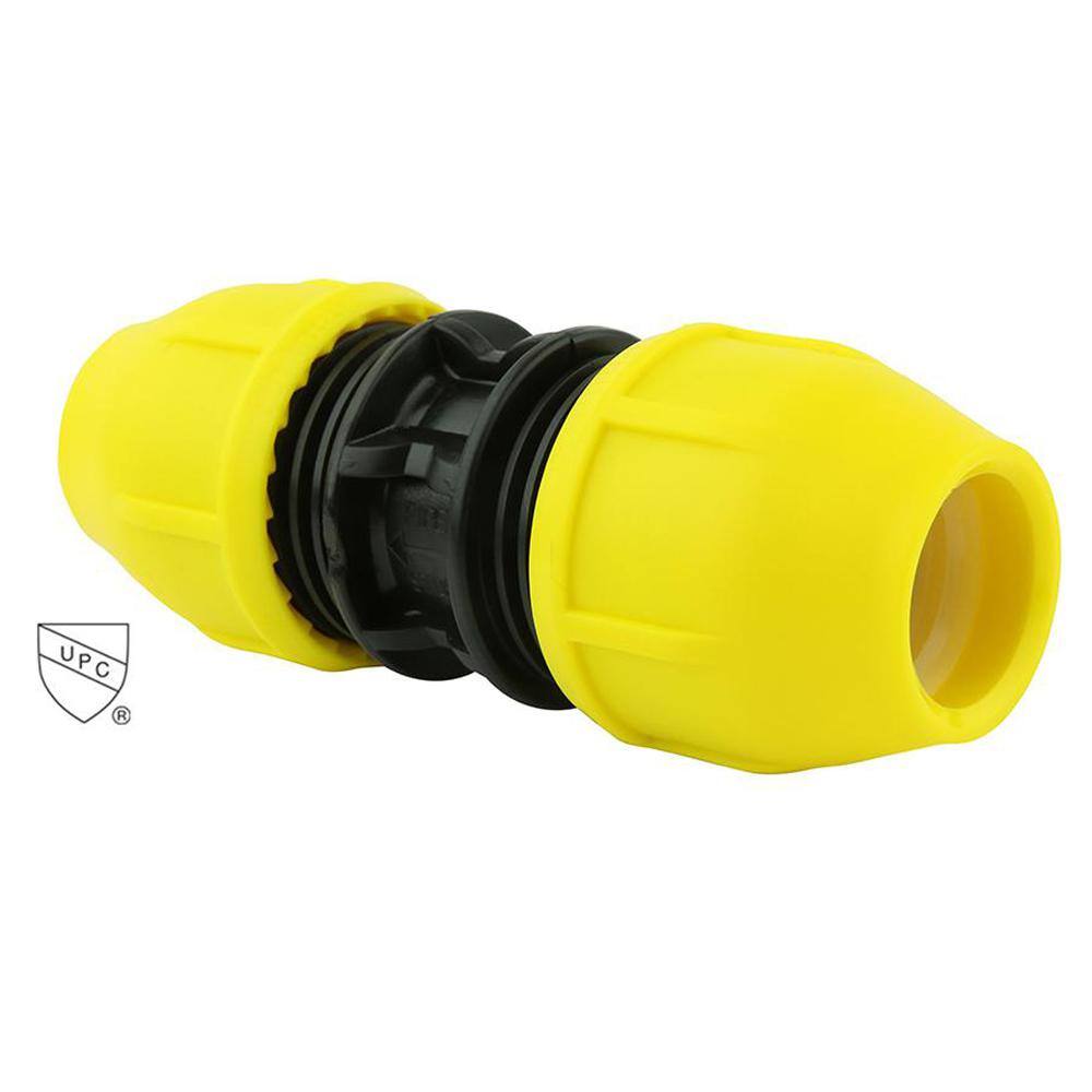 HOME-FLEX 1 in. IPS DR 11 Underground Yellow Poly Gas Pipe Coupler 18-429-010